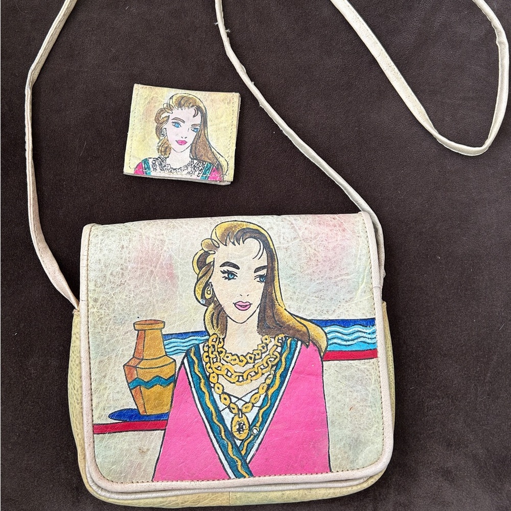 Vintage Emily Ann of Boca Raton hand painted and signed, genuine leather purse